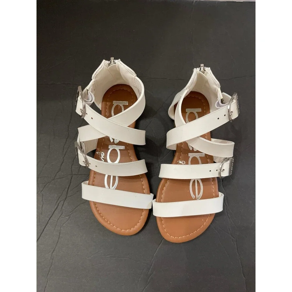 Bebe Girls Strappy Gladiator Sandals White Size 1 New